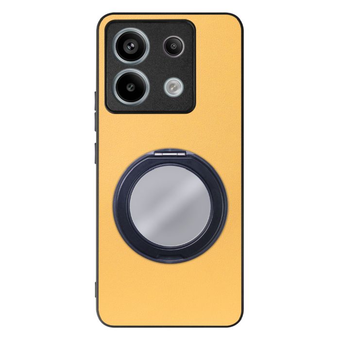 [ LOOF RING-SHELL (ミラー Ver.) ] Redmi Note 13 Pro 5G  スマホケース 背面 ケース カバー ミラー付きスマホリング スタンド 本革 レザー 落下防止  [ Redmi Note 13 Pro 5G ]