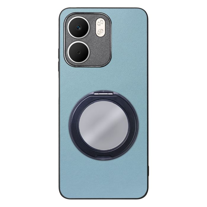 [ LOOF RING-SHELL (ミラー Ver.) ] OPPO A5x オッポ スマホケース 背面 ケース カバー ミラー付きスマホリング スタンド 本革 レザー 落下防止  [ OPPO A5x 用 ]