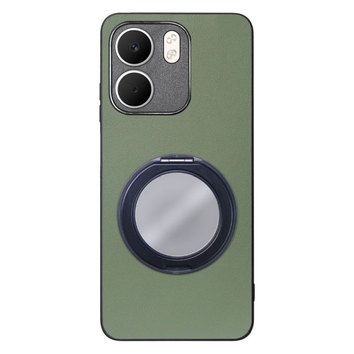 [ LOOF RING-SHELL (ミラー Ver.) ] OPPO A5x オッポ スマホケース 背面 ケース カバー ミラー付きスマホリング スタンド 本革 レザー 落下防止  [ OPPO A5x 用 ]