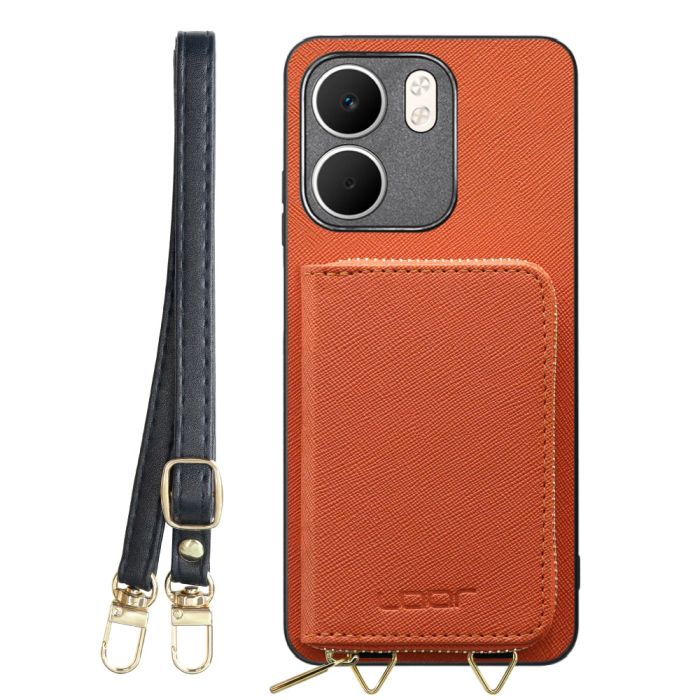 [ LOOF CASUAL-SHELL POUCH ] OPPO A5x オッポ ケース ショルダー スマホショルダー 背面 収納 ポーチ付き カバー スマホケース ストラップ レザー [ OPPO A5x 用 ]