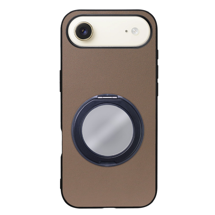 [ LOOF RING-SHELL (ミラー Ver.) ] iPhone Air iPhone Air アイフォン エア iPhoneAir スマホケース 背面 ケース カバー ミラー付きスマホリング スタンド 本革 レザー 落下防止  [ iPhone Air 用 ]