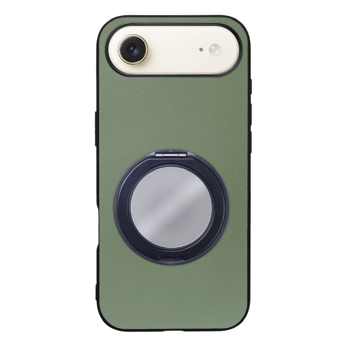 [ LOOF RING-SHELL (ミラー Ver.) ] iPhone Air iPhone Air アイフォン エア iPhoneAir スマホケース 背面 ケース カバー ミラー付きスマホリング スタンド 本革 レザー 落下防止  [ iPhone Air 用 ]
