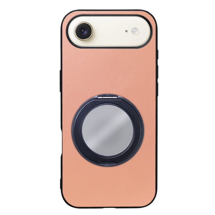 [ LOOF RING-SHELL (ミラー Ver.) ] iPhone Air iPhone Air アイフォン エア iPhoneAir スマホケース 背面 ケース カバー ミラー付きスマホリング スタンド 本革 レザー 落下防止  [ iPhone Air 用 ]