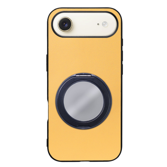 [ LOOF RING-SHELL (ミラー Ver.) ] iPhone Air iPhone Air アイフォン エア iPhoneAir スマホケース 背面 ケース カバー ミラー付きスマホリング スタンド 本革 レザー 落下防止  [ iPhone Air 用 ]
