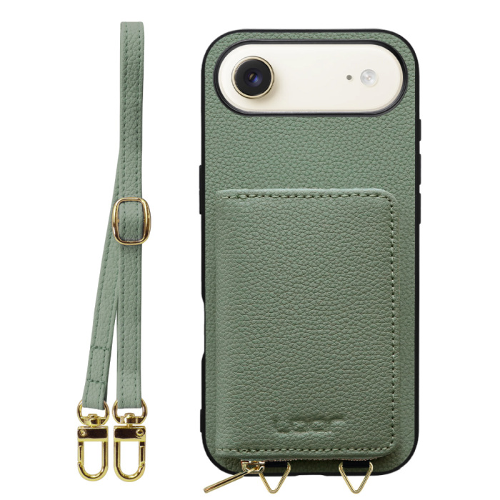 [ LOOF LUXURY-SHELL POUCH ] iPhone Air iPhone Air アイフォン エア iPhoneAir ケース ショルダー スマホショルダー 背面 収納 ポーチ付き カバー スマホケース ストラップ 本革 [ iPhone Air 用 ]
