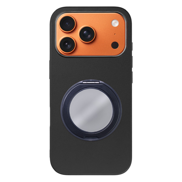 [ LOOF RING-SHELL (ミラー Ver.) ] iPhone 17 Pro iPhone17 Pro アイフォン17 プロ スマホケース 背面 ケース カバー ミラー付きスマホリング スタンド 本革 レザー 落下防止  [ iPhone 17 Pro 用 ]