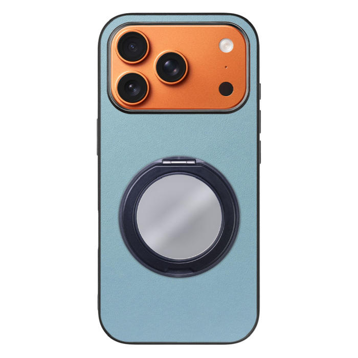 [ LOOF RING-SHELL (ミラー Ver.) ] iPhone 17 Pro iPhone17 Pro アイフォン17 プロ スマホケース 背面 ケース カバー ミラー付きスマホリング スタンド 本革 レザー 落下防止  [ iPhone 17 Pro 用 ]