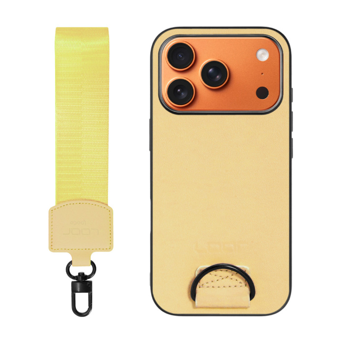 [ LOOF STRAP-SHELL (ショートVer.) ] iPhone 17 Pro iPhone17 Pro アイフォン17 プロ スマホケース 背面 ケース カバー ハードケース ハンドストラップ  本革 [ iPhone 17 Pro 用 ]