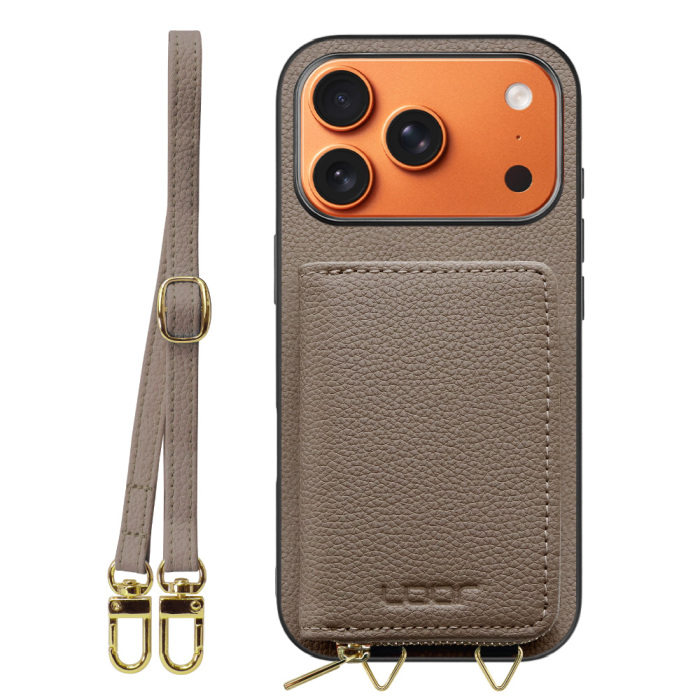 [ LOOF LUXURY-SHELL POUCH ] iPhone 17 Pro iPhone17 Pro アイフォン17 プロ ケース ショルダー スマホショルダー 背面 収納 ポーチ付き カバー スマホケース ストラップ 本革 [ iPhone 17 Pro 用 ]