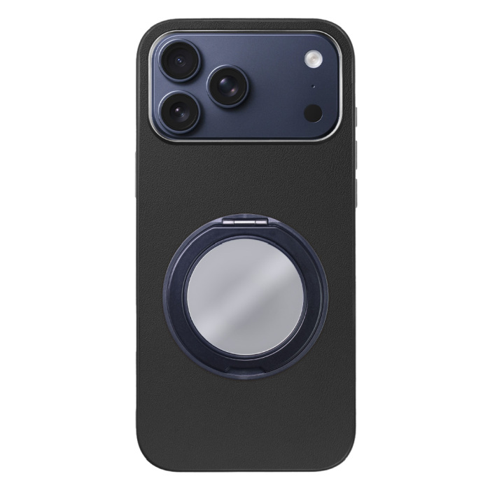[ LOOF RING-SHELL (ミラー Ver.) ] iPhone 17 Pro Max iPhone17 Pro Max アイフォン17 プロ マックス スマホケース 背面 ケース カバー ミラー付きスマホリング スタンド 本革 レザー 落下防止  [ iPhone 17 Pro Max 用 ]