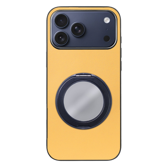[ LOOF RING-SHELL (ミラー Ver.) ] iPhone 17 Pro Max iPhone17 Pro Max アイフォン17 プロ マックス スマホケース 背面 ケース カバー ミラー付きスマホリング スタンド 本革 レザー 落下防止  [ iPhone 17 Pro Max 用 ]