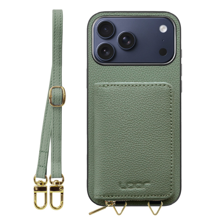 [ LOOF LUXURY-SHELL POUCH ] iPhone 17 Pro Max iPhone17 Pro Max アイフォン17 プロ マックス ケース ショルダー スマホショルダー 背面 収納 ポーチ付き カバー スマホケース ストラップ 本革 [ iPhone 17 Pro Max 用 ]