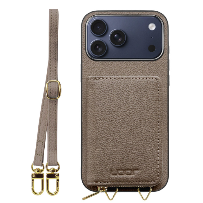 [ LOOF LUXURY-SHELL POUCH ] iPhone 17 Pro Max iPhone17 Pro Max アイフォン17 プロ マックス ケース ショルダー スマホショルダー 背面 収納 ポーチ付き カバー スマホケース ストラップ 本革 [ iPhone 17 Pro Max 用 ]