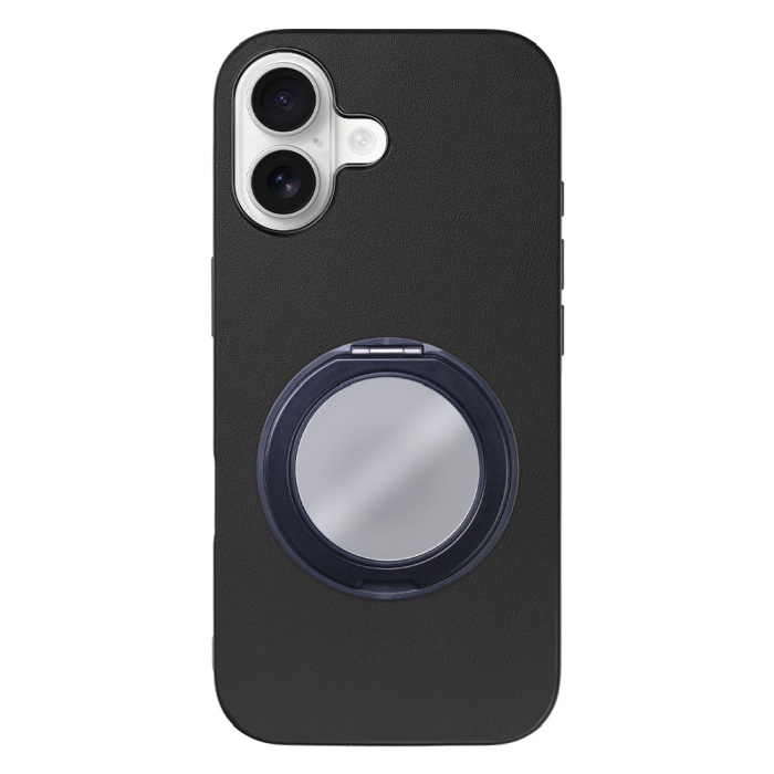 [ LOOF RING-SHELL (ミラー Ver.) ] iPhone 17 iPhone17 アイフォン17 iPhone 17 アイフォン 17 スマホケース 背面 ケース カバー ミラー付きスマホリング スタンド 本革 レザー 落下防止  [ iPhone 17 用 ]