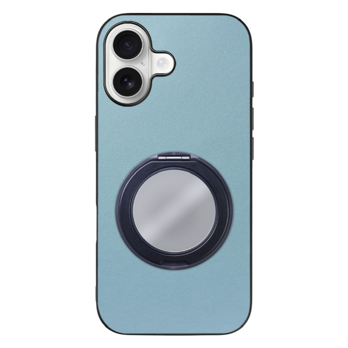 [ LOOF RING-SHELL (ミラー Ver.) ] iPhone 17 iPhone17 アイフォン17 iPhone 17 アイフォン 17 スマホケース 背面 ケース カバー ミラー付きスマホリング スタンド 本革 レザー 落下防止  [ iPhone 17 用 ]