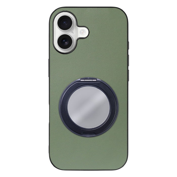 [ LOOF RING-SHELL (ミラー Ver.) ] iPhone 17 iPhone17 アイフォン17 iPhone 17 アイフォン 17 スマホケース 背面 ケース カバー ミラー付きスマホリング スタンド 本革 レザー 落下防止  [ iPhone 17 用 ]