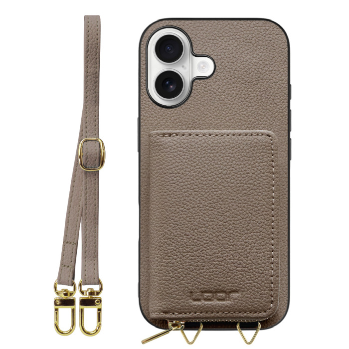 [ LOOF LUXURY-SHELL POUCH ] iPhone 17 iPhone17 アイフォン17 iPhone 17 アイフォン 17 ケース ショルダー スマホショルダー 背面 収納 ポーチ付き カバー スマホケース ストラップ 本革 [ iPhone 17 用 ]