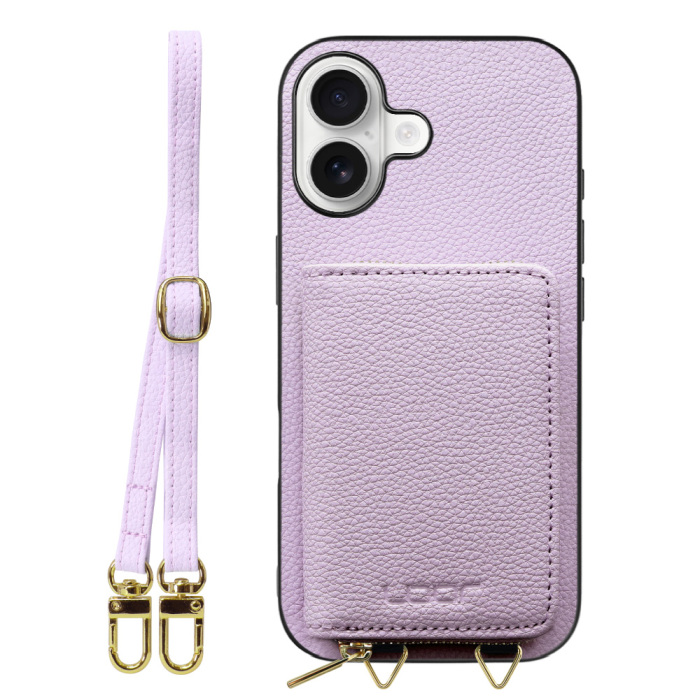 [ LOOF LUXURY-SHELL POUCH ] iPhone 17 iPhone17 アイフォン17 iPhone 17 アイフォン 17 ケース ショルダー スマホショルダー 背面 収納 ポーチ付き カバー スマホケース ストラップ 本革 [ iPhone 17 用 ]