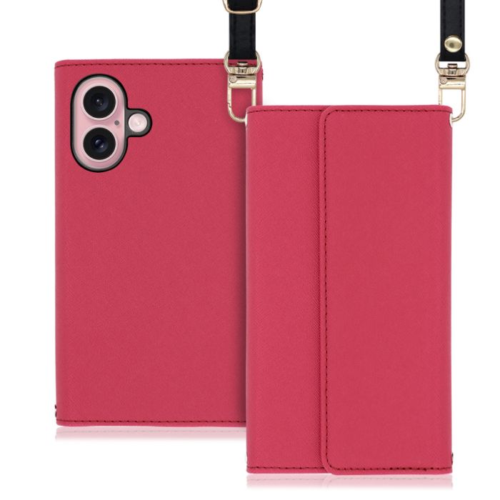 [ LOOF STRAP ] iPhone 16 iPhone16 アイフォン16 iPhone 16 アイフォン 16 スマホケース ケース カバー ショルダー スマホショルダー ストラップ 肩掛け 首掛け 手帳型ケース カード収納 マグネット付き [ iPhone 16 ]