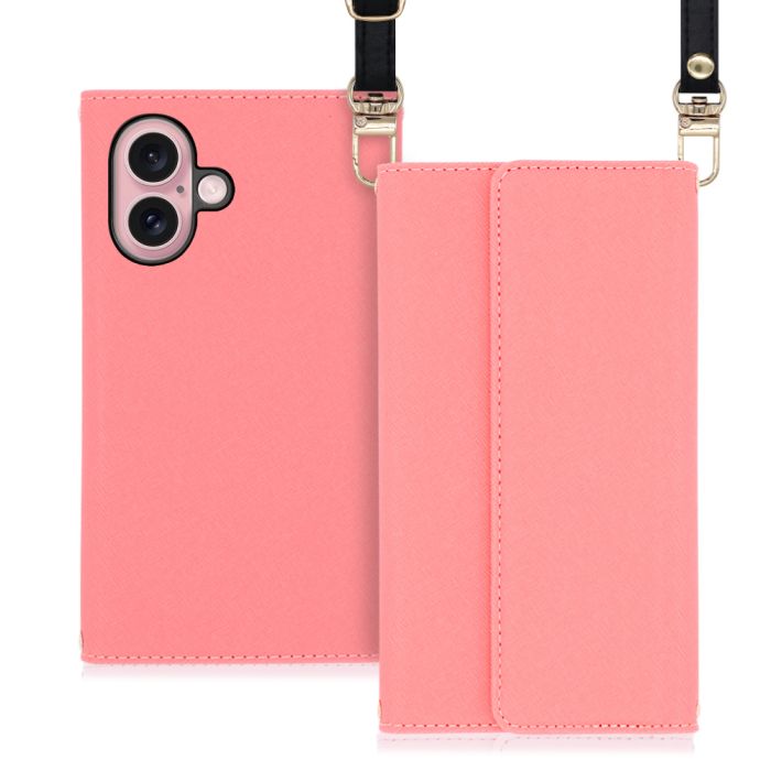 [ LOOF STRAP ] iPhone 16 iPhone16 アイフォン16 iPhone 16 アイフォン 16 スマホケース ケース カバー ショルダー スマホショルダー ストラップ 肩掛け 首掛け 手帳型ケース カード収納 マグネット付き [ iPhone 16 ]
