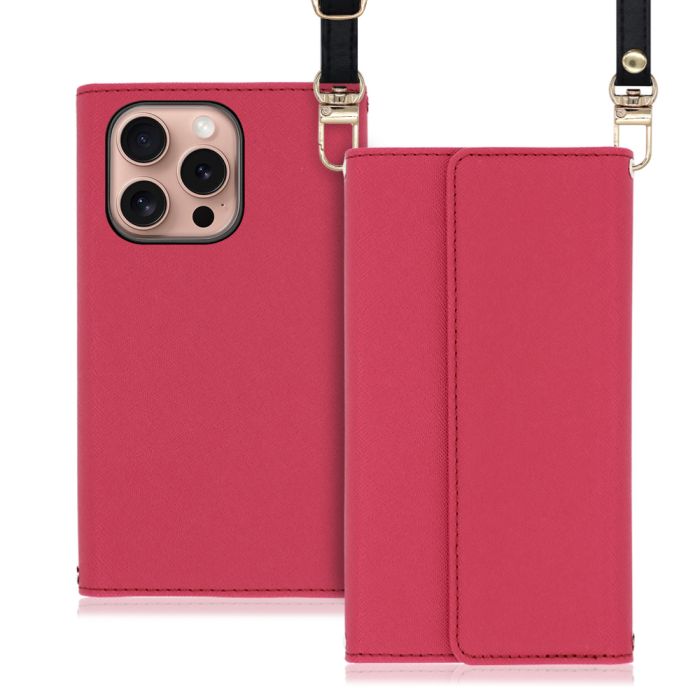 [ LOOF STRAP ] iPhone 16 Pro iPhone16 Pro アイフォン16 プロ スマホケース ケース カバー ショルダー スマホショルダー ストラップ 肩掛け 首掛け 手帳型ケース カード収納 マグネット付き [ iPhone 16 Pro ]