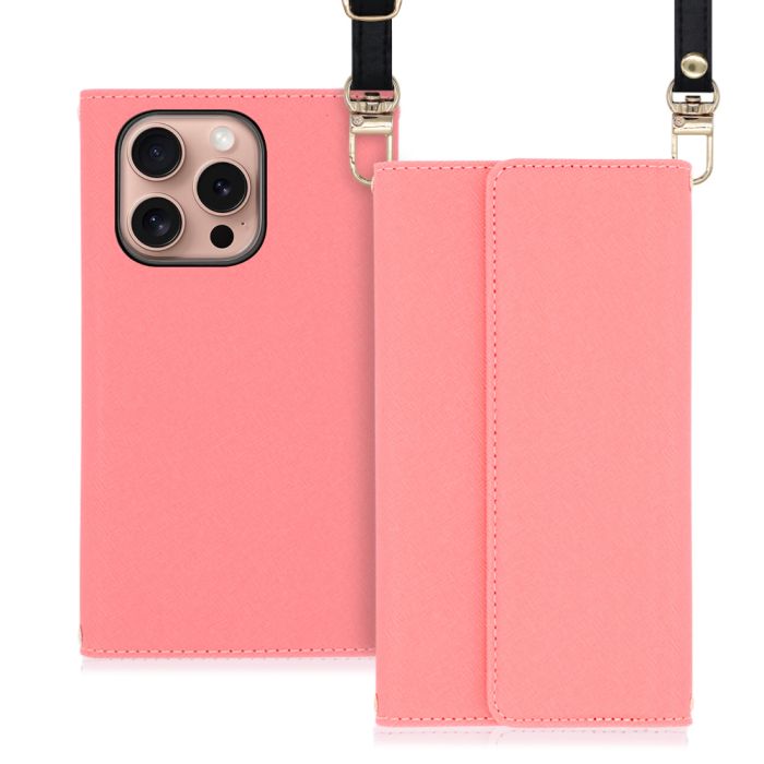 [ LOOF STRAP ] iPhone 16 Pro iPhone16 Pro アイフォン16 プロ スマホケース ケース カバー ショルダー スマホショルダー ストラップ 肩掛け 首掛け 手帳型ケース カード収納 マグネット付き [ iPhone 16 Pro ]