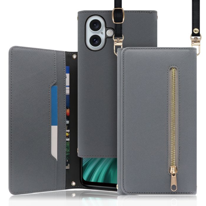[ LOOF SHOULDER ] iPhone 16 Plus iPhone16 Plus アイフォン16 プラス  スマホケース ケース カバー ショルダー スマホショルダー ストラップ 肩掛け 首掛け 手帳型ケース カード収納 マグネット付き ベルトなし [ iPhone 16 Plus ]