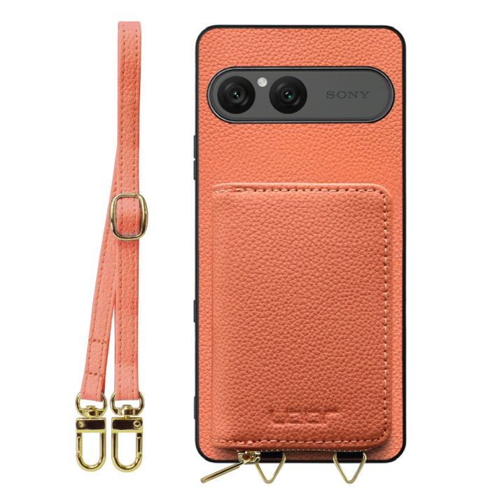 [ LOOF LUXURY-SHELL POUCH ] Xperia 10 VII エクスペリア XQ-FE44 ケース ショルダー スマホショルダー 背面 収納 ポーチ付き カバー スマホケース ストラップ 本革 [ Xperia 10 VII 用 ]