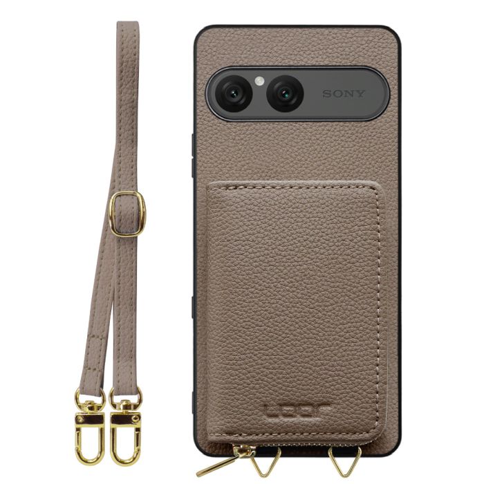 [ LOOF LUXURY-SHELL POUCH ] Xperia 10 VII エクスペリア XQ-FE44 ケース ショルダー スマホショルダー 背面 収納 ポーチ付き カバー スマホケース ストラップ 本革 [ Xperia 10 VII 用 ]