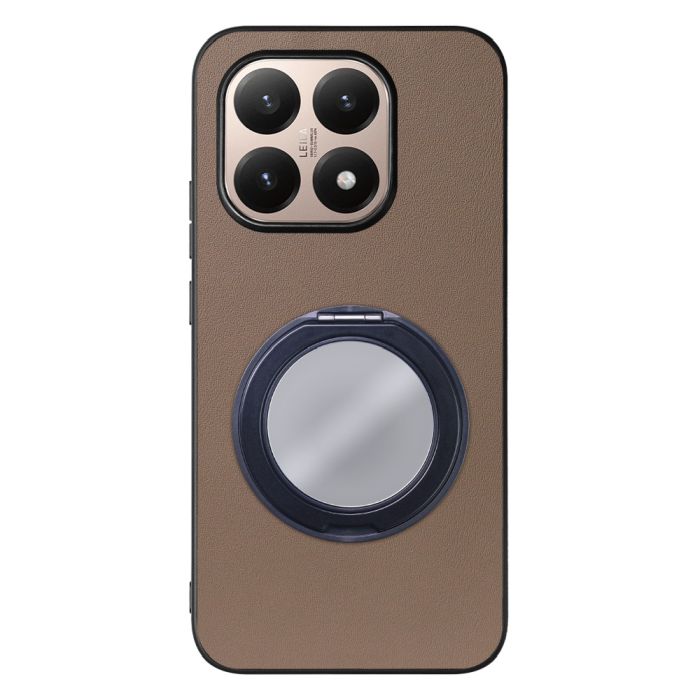 [ LOOF RING-SHELL (ミラー Ver.) ] Xiaomi 15T シャオミ 15T スマホケース 背面 ケース カバー ミラー付きスマホリング スタンド 本革 レザー 落下防止  [ Xiaomi 15T ]