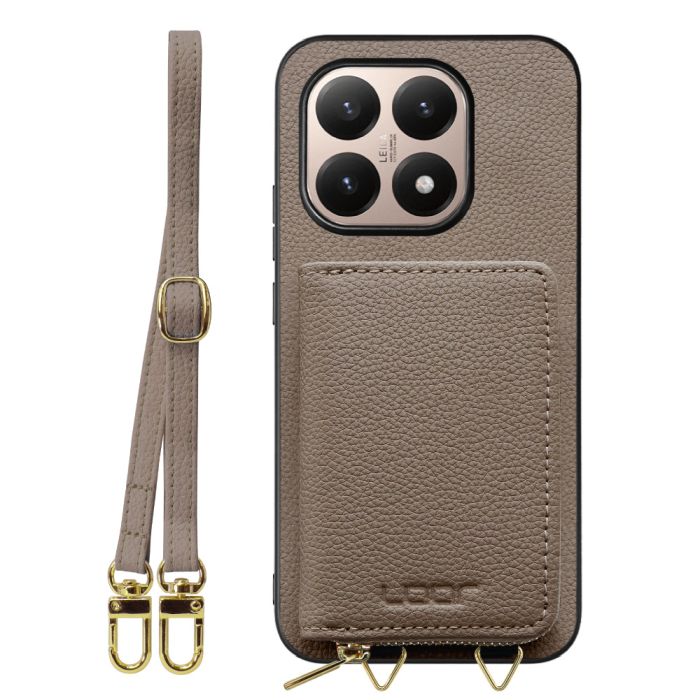 [ LOOF LUXURY-SHELL POUCH ] Xiaomi 15T シャオミ 15T ケース ショルダー スマホショルダー 背面 収納 ポーチ付き カバー スマホケース ストラップ 本革 [ Xiaomi 15T ]