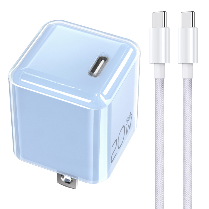 LOOF PD対応 20W ACアダプター Type C USB C USBC 出力 アダプター スマホ 充電器 コンパクト ケーブルセット ケーブル付き スマホ スマートフォン iPhone アンドロイド モバイル AC充電器 USB 電源アダプタ グローバル 海外 かわいい シアー パステル 軽量 Type-Cケーブル