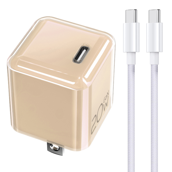 LOOF PD対応 20W ACアダプター Type C USB C USBC 出力 アダプター スマホ 充電器 コンパクト ケーブルセット ケーブル付き スマホ スマートフォン iPhone アンドロイド モバイル AC充電器 USB 電源アダプタ グローバル 海外 かわいい シアー パステル 軽量 Type-Cケーブル