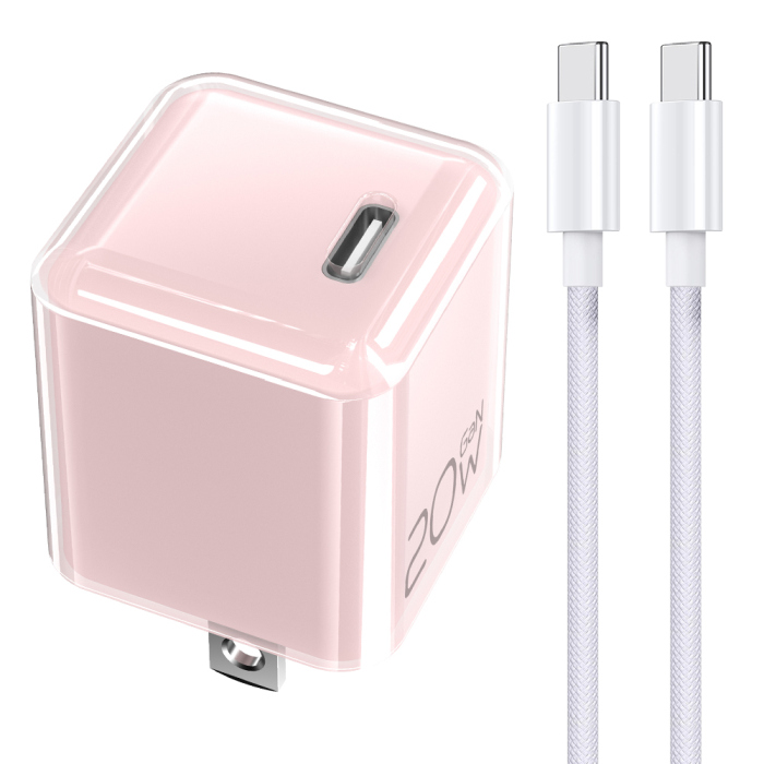 LOOF PD対応 20W ACアダプター Type C USB C USBC 出力 アダプター スマホ 充電器 コンパクト ケーブルセット ケーブル付き スマホ スマートフォン iPhone アンドロイド モバイル AC充電器 USB 電源アダプタ グローバル 海外 かわいい シアー パステル 軽量 Type-Cケーブル
