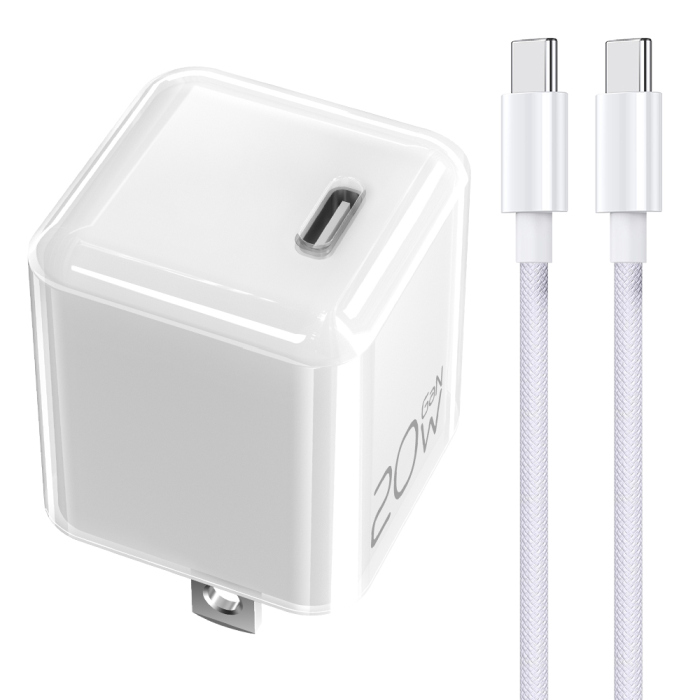 LOOF PD対応 20W ACアダプター Type C USB C USBC 出力 アダプター スマホ 充電器 コンパクト ケーブルセット ケーブル付き スマホ スマートフォン iPhone アンドロイド モバイル AC充電器 USB 電源アダプタ グローバル 海外 かわいい シアー パステル 軽量 Type-Cケーブル