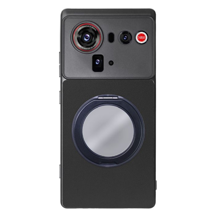 [ LOOF RING-SHELL (ミラー Ver.) ] nubia Z80 Ultra NX741J スマホケース 背面 ケース カバー ミラー付きスマホリング スタンド 本革 レザー 落下防止  [ nubia Z80 Ultra ]