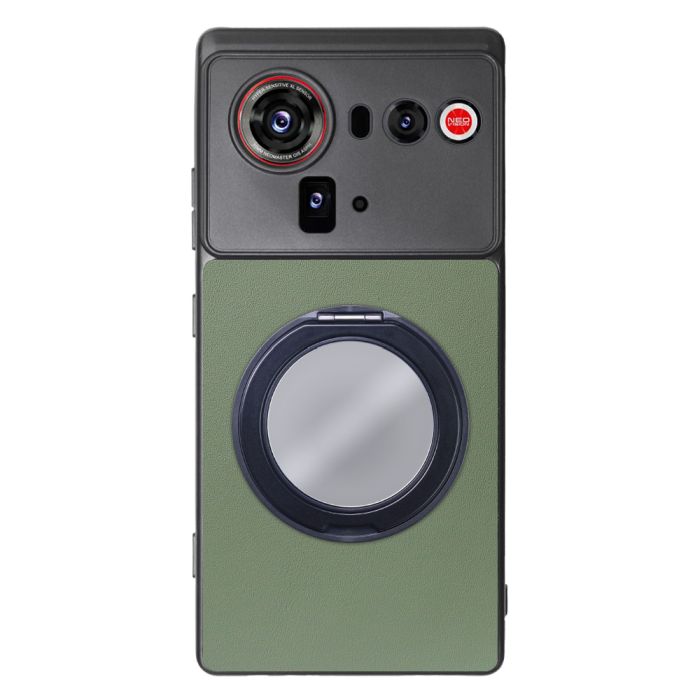 [ LOOF RING-SHELL (ミラー Ver.) ] nubia Z80 Ultra NX741J スマホケース 背面 ケース カバー ミラー付きスマホリング スタンド 本革 レザー 落下防止  [ nubia Z80 Ultra ]