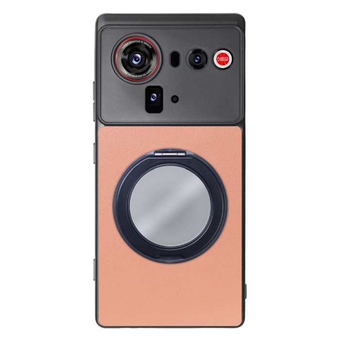 [ LOOF RING-SHELL (ミラー Ver.) ] nubia Z80 Ultra NX741J スマホケース 背面 ケース カバー ミラー付きスマホリング スタンド 本革 レザー 落下防止  [ nubia Z80 Ultra ]