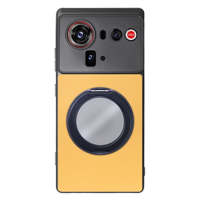 [ LOOF RING-SHELL (ミラー Ver.) ] nubia Z80 Ultra NX741J スマホケース 背面 ケース カバー ミラー付きスマホリング スタンド 本革 レザー 落下防止  [ nubia Z80 Ultra ]