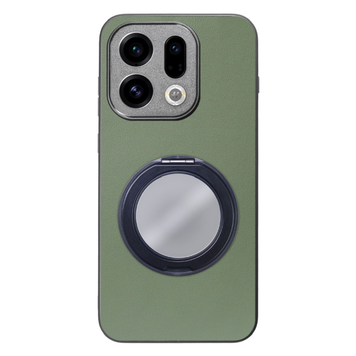 [ LOOF RING-SHELL (ミラー Ver.) ] OPPO Find X9 OPG07 CPH2797 スマホケース 背面 ケース カバー ミラー付きスマホリング スタンド 本革 レザー 落下防止  [ OPPO Find X9 ]