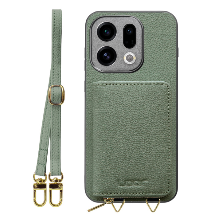 [ LOOF LUXURY-SHELL POUCH ] OPPO Find X9 OPG07 CPH2797 ケース ショルダー スマホショルダー 背面 収納 ポーチ付き カバー スマホケース ストラップ 本革 [ OPPO Find X9 ]