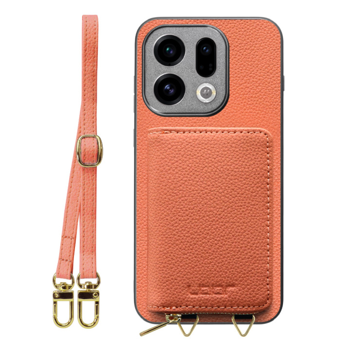 [ LOOF LUXURY-SHELL POUCH ] OPPO Find X9 OPG07 CPH2797 ケース ショルダー スマホショルダー 背面 収納 ポーチ付き カバー スマホケース ストラップ 本革 [ OPPO Find X9 ]