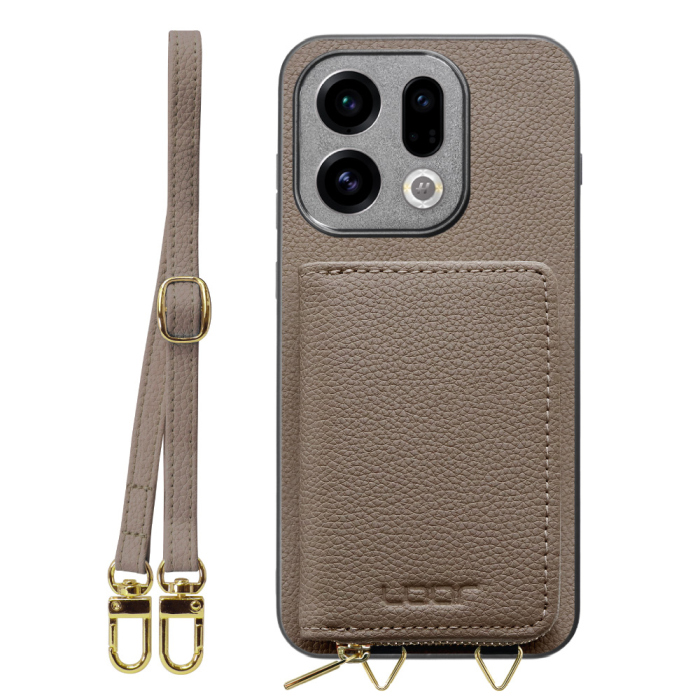 [ LOOF LUXURY-SHELL POUCH ] OPPO Find X9 OPG07 CPH2797 ケース ショルダー スマホショルダー 背面 収納 ポーチ付き カバー スマホケース ストラップ 本革 [ OPPO Find X9 ]