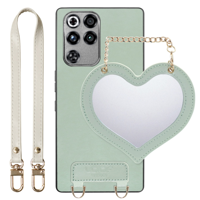 [ LOOF CHARM-SHELL Series ] REDMAGIC 11 Pro NX809J ZTE nubia スマホケース  ハートのミラーチャーム付き シンプル 背面カバー スマホケース ストラップ付 本革 [ REDMAGIC 11 Pro ]