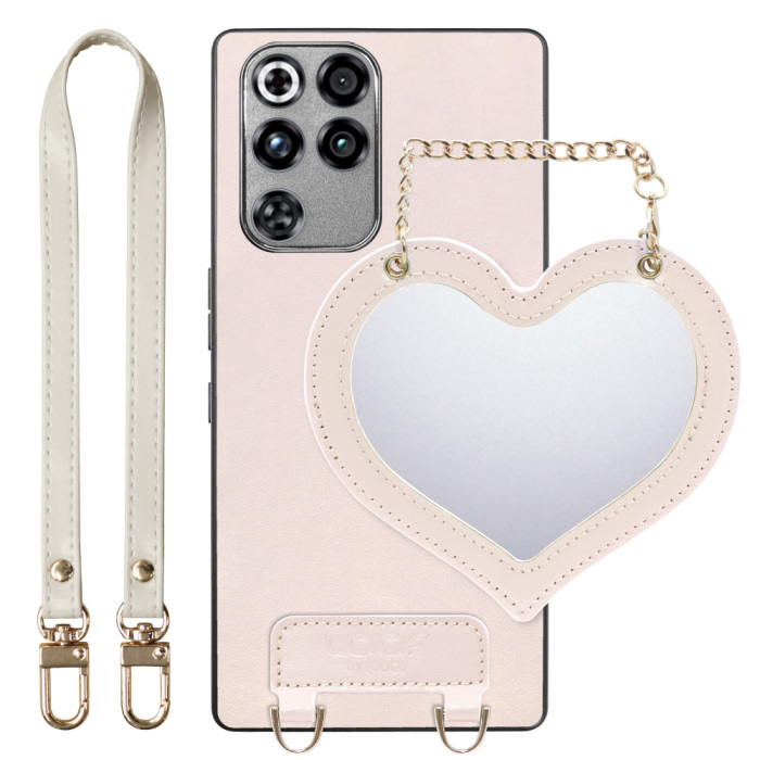 [ LOOF CHARM-SHELL Series ] REDMAGIC 11 Pro NX809J ZTE nubia スマホケース  ハートのミラーチャーム付き シンプル 背面カバー スマホケース ストラップ付 本革 [ REDMAGIC 11 Pro ]