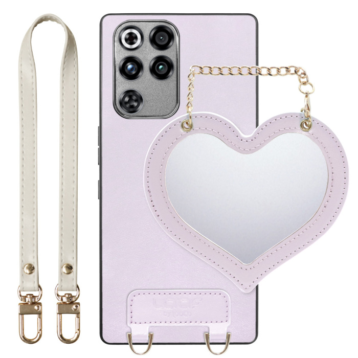 [ LOOF CHARM-SHELL Series ] REDMAGIC 11 Pro NX809J ZTE nubia スマホケース  ハートのミラーチャーム付き シンプル 背面カバー スマホケース ストラップ付 本革 [ REDMAGIC 11 Pro ]