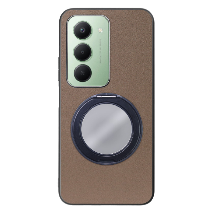 [ LOOF RING-SHELL (ミラー Ver.) ] Xiaomi REDMI 15 5G  スマホケース 背面 ケース カバー ミラー付きスマホリング スタンド 本革 レザー 落下防止  [ Xiaomi REDMI 15 5G ]