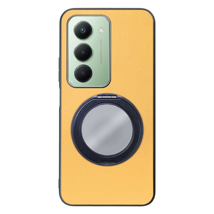 [ LOOF RING-SHELL (ミラー Ver.) ] Xiaomi REDMI 15 5G  スマホケース 背面 ケース カバー ミラー付きスマホリング スタンド 本革 レザー 落下防止  [ Xiaomi REDMI 15 5G ]