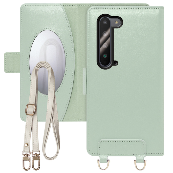 [ LOOF SWEET MIRROR Series ] AQUOS R5G SH-51A / SHG01  スマホケース  ショルダー付き手帳型スマホケース ミラー付き カードポケット 本革 [ AQUOS R5G ]