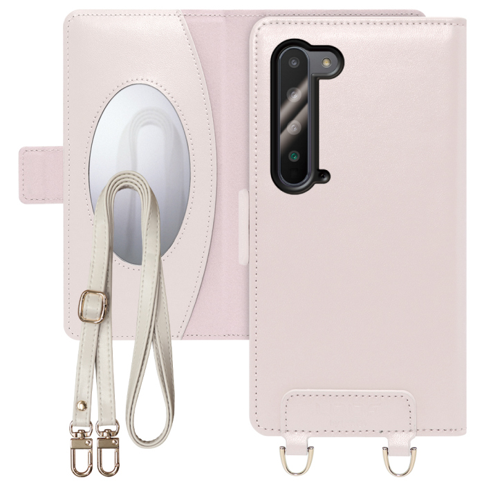 [ LOOF SWEET MIRROR Series ] AQUOS R5G SH-51A / SHG01  スマホケース  ショルダー付き手帳型スマホケース ミラー付き カードポケット 本革 [ AQUOS R5G ]